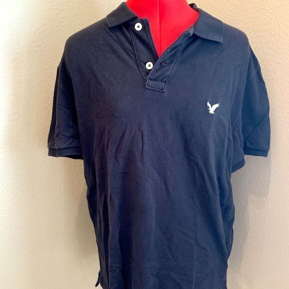American Eagle Black Polo; Size L - Picture 1 of 4
